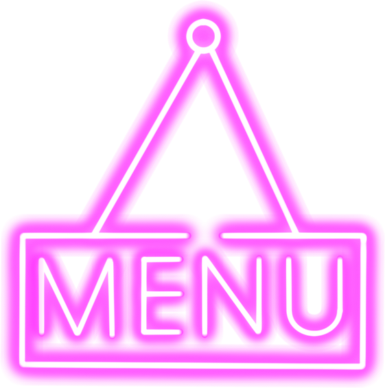 Pink neon menu hanging border sign